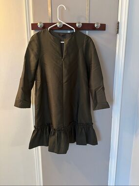 COS Olive Green Ruffle-Hem babydoll dress